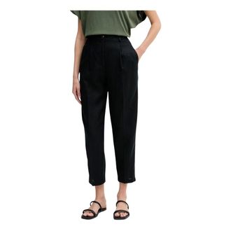 Benetton Broeken, Dames, Zwart, L, Linnen, Cropped Broeken