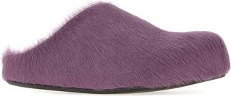Marni Womens Purple Calf Hair Fussbett Slippers Lightlilac Flat Shoes