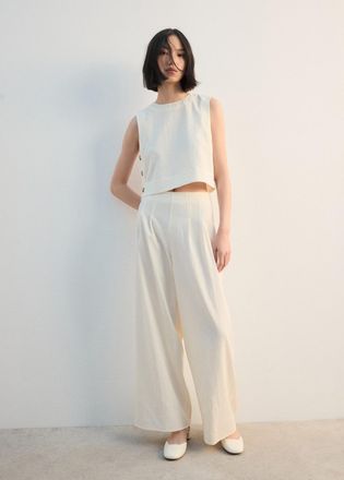 Mango Top crop bottoni grezzo - Donna - XS - MANGO