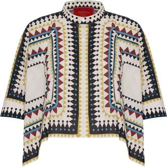 La DoubleJ geometric-print cotton shirt - women - Cotton - S - White