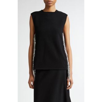 Jil Sander Fringe Embellished Sleeveless Top in Black 001 at Nordstrom Rack, Size 6 Us / 36 Eu
