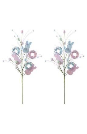 Glitzhome Set of 2 28H Easter Glitter Egg Artificial Picks in Blue at Nordstrom, Size Medium