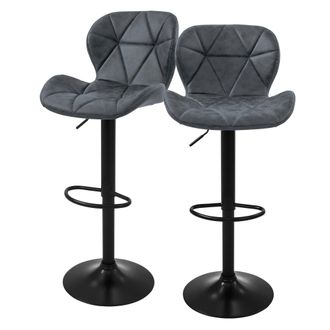 ML Design Ml-design - Juego De 2x Taburetes De Bar Tapizados En Piel Sint&eacute;tica Pu Antracita Sillas Con Respaldo Ergon&oacute;mico Y Reposapi&eacute;s Asiento C&oacute;modo De Mostra