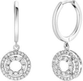 LuvMyJewelry Edwina Pave Round Diamond Drop Huggie Hoop Earrings in 14K Gold in 14K White Gold at Nordstrom