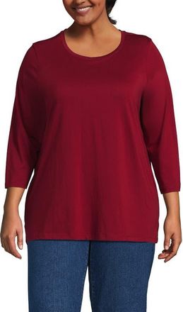 Lands End 3/4 Sleeve Cotton Supima Tunic in Regal Garnet at Nordstrom, Size 2X