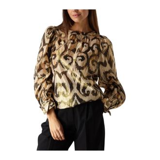 Summum Overhemden, Dames, Veelkleurig, XS, Katoen, Top met etnische print