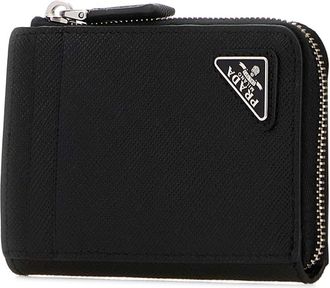 Prada Mens Saffiano Leather Card Wallet Black