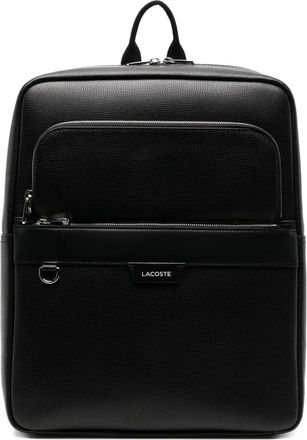 Lacoste Zaino Hall in pelle con placca logo - Nero