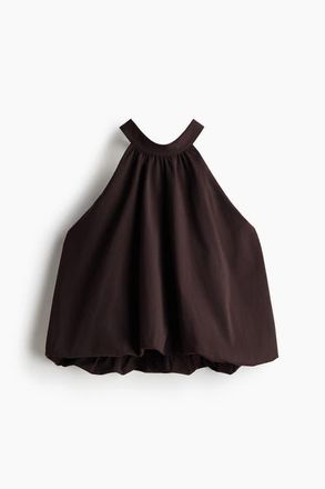 H&M Bubble-hem Halterneck Top in Dark Brown at Nordstrom, Size X-Small