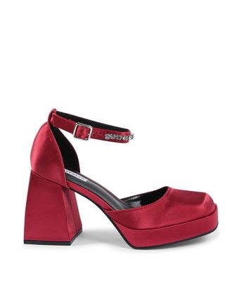 19V69 19V69 Womens Ankle Strap Pump Bordeaux - Bordo Fabric - Size UK 3