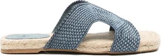 Castaner Pura Flat Sandal - Dames - Sandalen - Blauw - 36 EU - Katoen - Schoenen