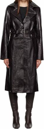 Helmut Lang Leather Trench Coat In Black