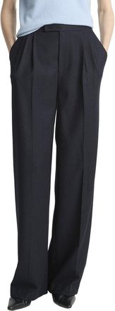 Vince Mid Rise Pleated Wide Leg Wool-Blend Trouser
