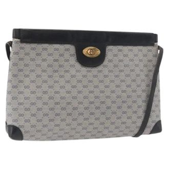 Gucci Pre-owned Cross Body Bags, female, Gray, Size: ONE SIZE Pre-owned Vintage Micro Small Canvas Shoulder Bag