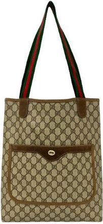 Gucci Pre-owned GG Canvas Leren Tote Bag - Dames - Vintage Shopper - Bruin - ONE Size - Leer - Vintage