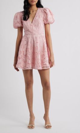 Elliatt Zara Lace Fit & Flare Minidress in Pink Lace at Nordstrom, Size Xx-Small