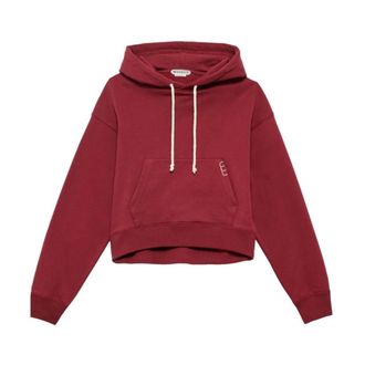 J.W.Anderson Curved Hem Hoodie - Dames - Sweatshirts & Hoodies - Rood - Maat: M Katoen