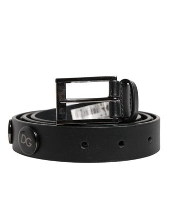 Dolce & Gabbana Mens Leather Belt With Metal Buckle - Black - Size 90 cm