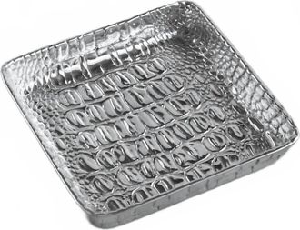 Beatriz Ball Pieles Croc Beverage Napkin Holder In Silver