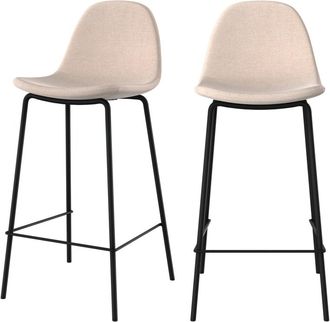 Rendez-Vous D&eacute;co Set de 2 sillas para isla central en tela beige 65 cm
