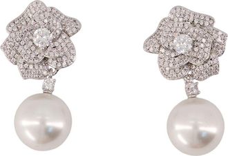 Self Portrait Womens Mini Crystal Flower Earrings Self Portrait Pearl Silver Jewelry-Watches