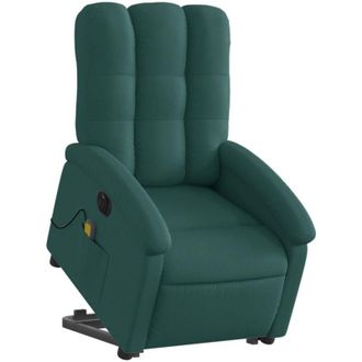 vidaXL Vidaxl - Sill&oacute;n Masaje El&eacute;ctrico Reclinable Elevable Tela Verde Oscuro