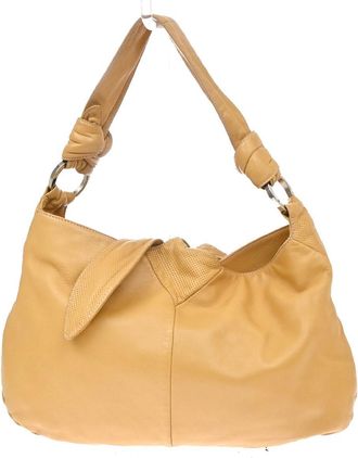 Loewe Vintage Knot Nappa Leather Hobo Bag Leather Beige Leather Handbag (Pre-Owned)