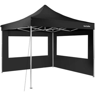 TecTake Carpa aluminio plegable, ajustable, 2 paneles laterales, 3x3 m, negro