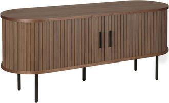 Oviala Mueble TV en melamina y acero 120 cm marr&oacute;n