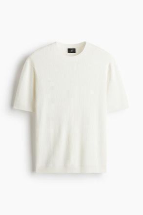 H&M Slim Fit Rib-knit T-shirt in White at Nordstrom, Size Xxx-Large
