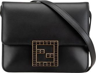 Fendi Pre-owned Leren Crystal Fab Crossbody Tas - Dames - Vintage Schoudertas - Zwart - ONE Size - Leer - Vintage