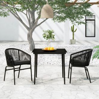 vidaXL Juego De Comedor Para Jard&iacute;n 3 Piezas Negro Vidaxl
