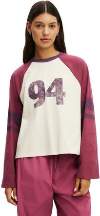 Cotton On Womens Active Graphic Raglan Tee in Coconut Milk Hoops at Nordstrom, Size X-Small
