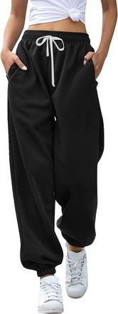 Generic Ladies Tracksuit Bottoms Short Leg - High Waisted Trousers For Women Drawstring Elastic Waist Trousers For Women With Pockets Soft Comfort Yoga Pants 