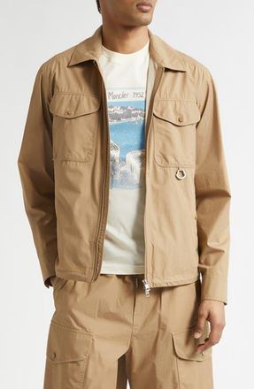 Moncler Cotton Poplin Shirt Jacket in Cocoa Creme at Nordstrom, Size Xx-Large