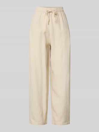 Ichi Stoffhose aus Leinen-Viskose-Mix mit elastischem Bund in Beige, Gr&ouml;&szlig;e 36