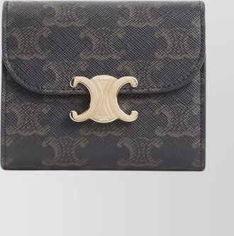 Celine leather canvas small flap wallet
