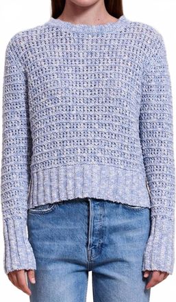 Sundry Marl Slub Crew Top In Blue