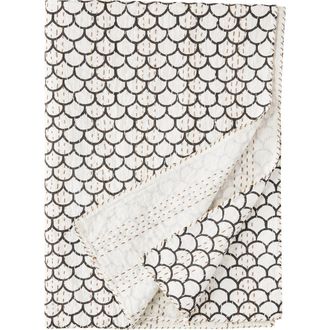 Melange Home Scallop Kantha Cotton Throw Blanket in Indigo at Nordstrom Rack