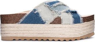 Chinese Laundry Womens Plays Crochet Sandals In Denim Patchwork