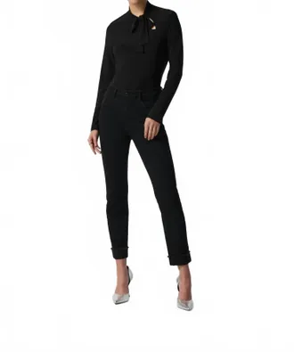 Joseph Ribkoff Bracha Long Sleeve Bow Neck Top In Black