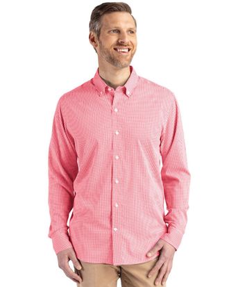 Cutter & Buck Skyline Epic Confidence Gingham Mens Big & Tall Long Sleeve Dress Shirt