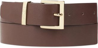Kazar Klassieke donkerbruine riem met gouden gesp - Dames - Riemen - Bruin - 80 CM - Leer - Accessoires