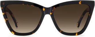 Carolina Herrera 59mm Gradient Cat Eye Sunglasses in Havana/Brown at Nordstrom