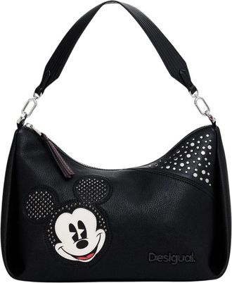 Desigual Zwarte Handtas Zipp&eacute;e Polyurethaan Polyester - Dames - Schoudertassen - Zwart - ONE Size - Polyester - Tassen