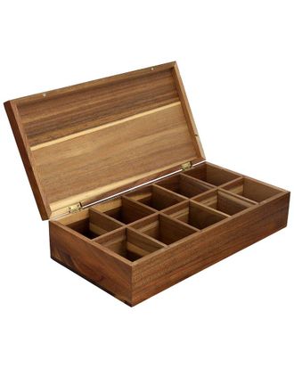 MegaChef Acacia Wood 10 Compartment Tea Box