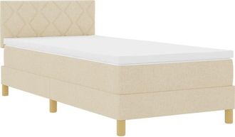 vidaXL Box Spring Bed with Mattress Cream 100 x 200 cm Fabric vidaXL