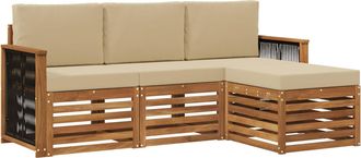 vidaXL Conjunto De Sof&aacute;s De Exterior 4 Uds. Natural Y Beige Vidaxl