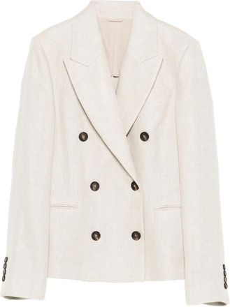 Brunello Cucinelli Button Herringbone Blazer