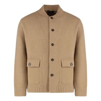 Slowear Cardigans, male, Beige, Size: 2XL Beige Wool Cashmere Cardigan Elegant Design